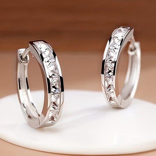 Minimalist Zirconia Hoop Earrings