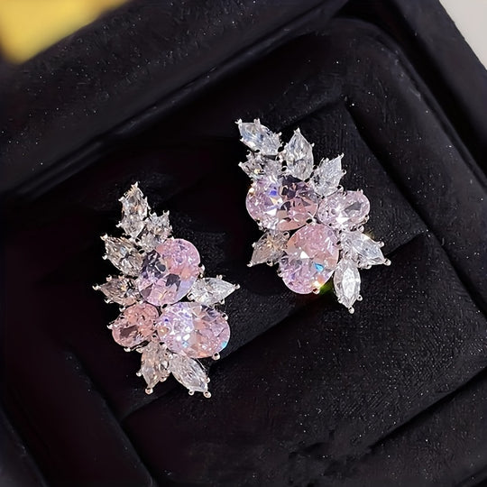 Delicate Elegant Copper Zirconia Earrings