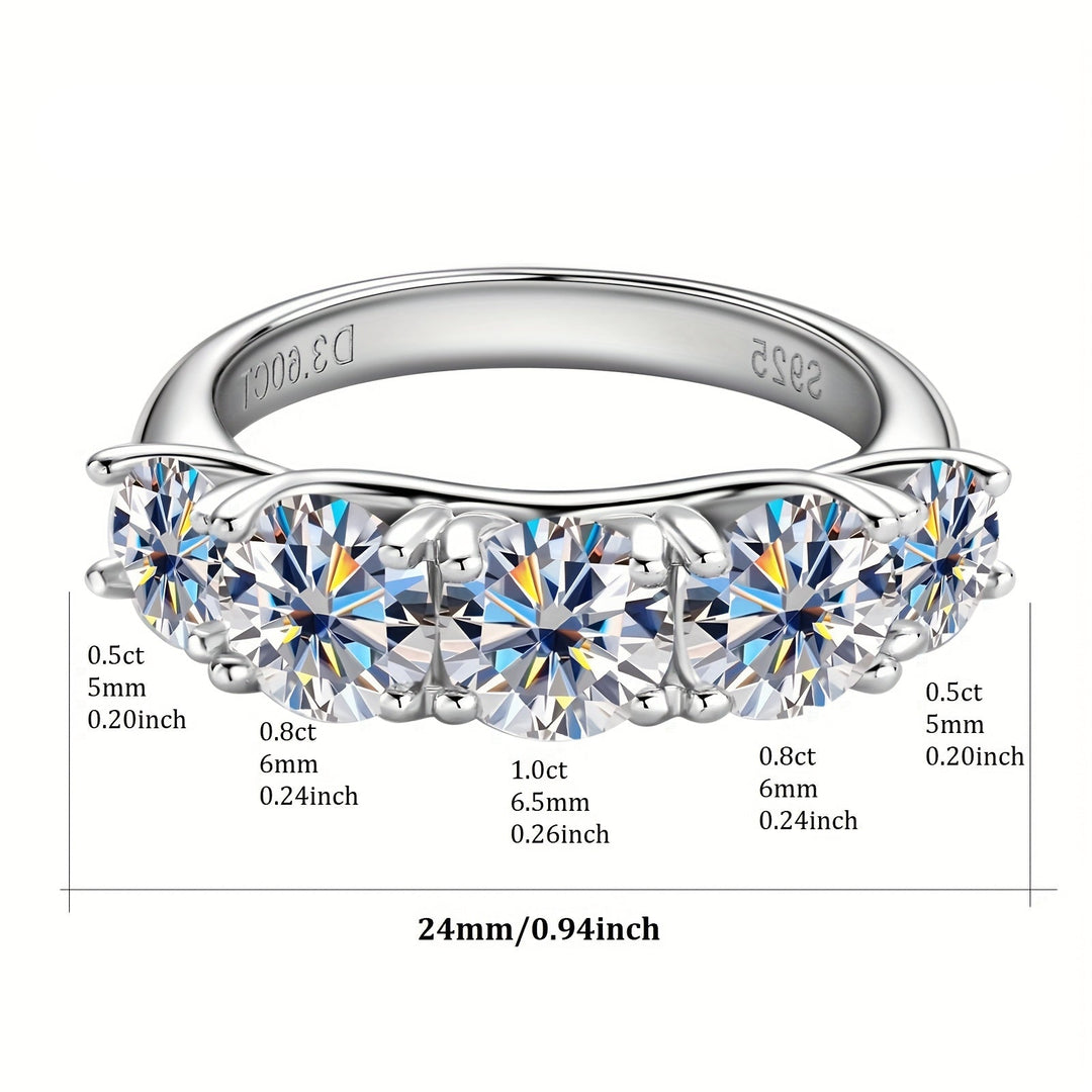 Five-Stone Moissanite Silver Ring