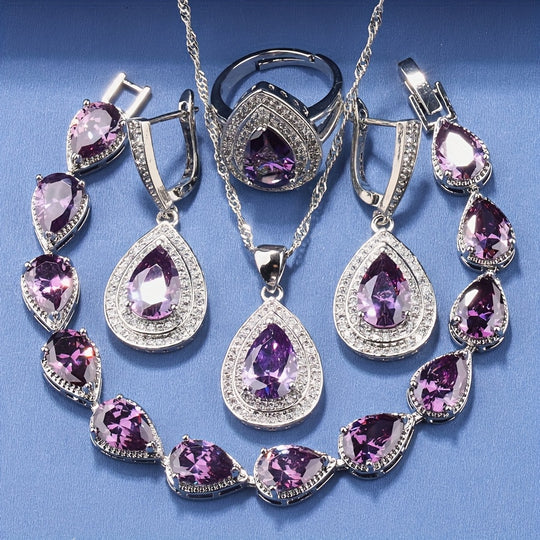 5pcs Plated Silvery Trendy Jewelry Set