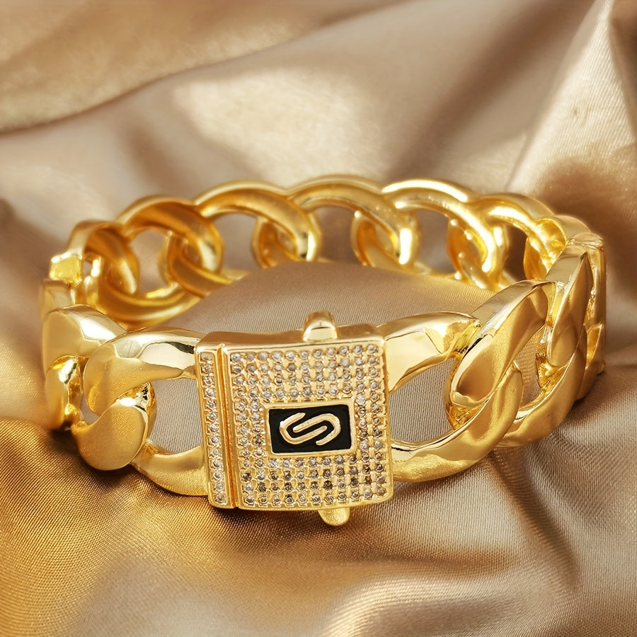 Elegant Golden Wide Braided Bracelet