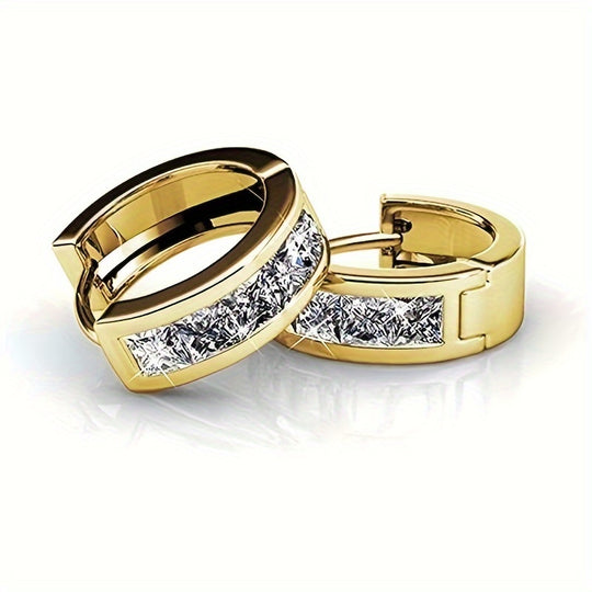 Simple Sparkling Zirconia Hoop Earrings