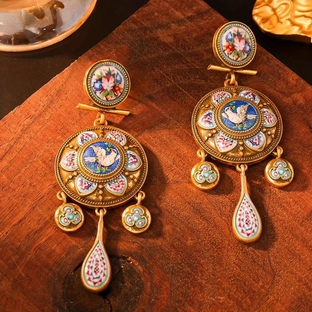 Colorful Vintage Flower Earrings