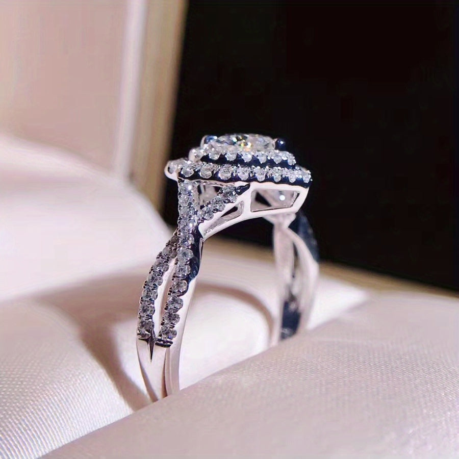 Sparkling Zirconia Heart Ring