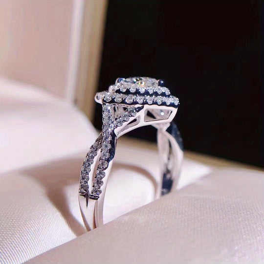 Sparkling Zirconia Heart Ring