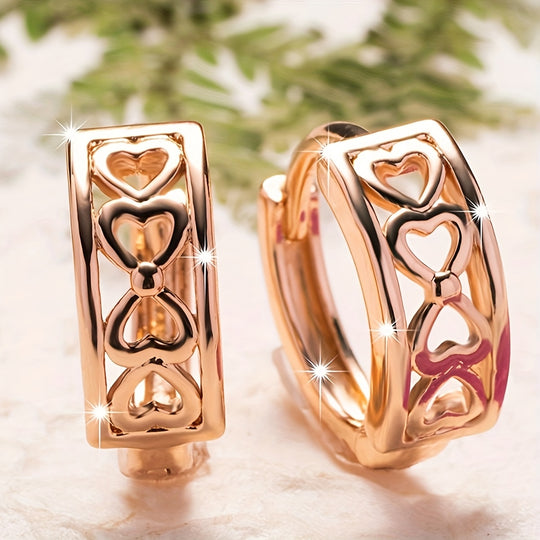 Stylish Rose Gold Heart Circular Earrings