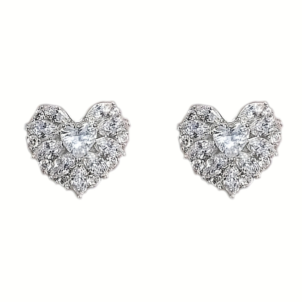 Elegant Heart-Shaped Glass Inlay Earrings