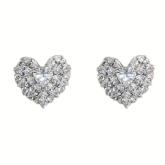 Elegant Heart-Shaped Glass Inlay Earrings