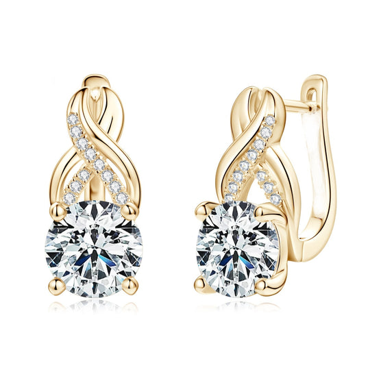 Round Silvery 8mm Moissanite Earrings