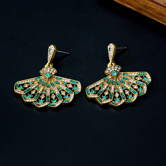 Vintage Copper Alloy Earrings with Rhinestone