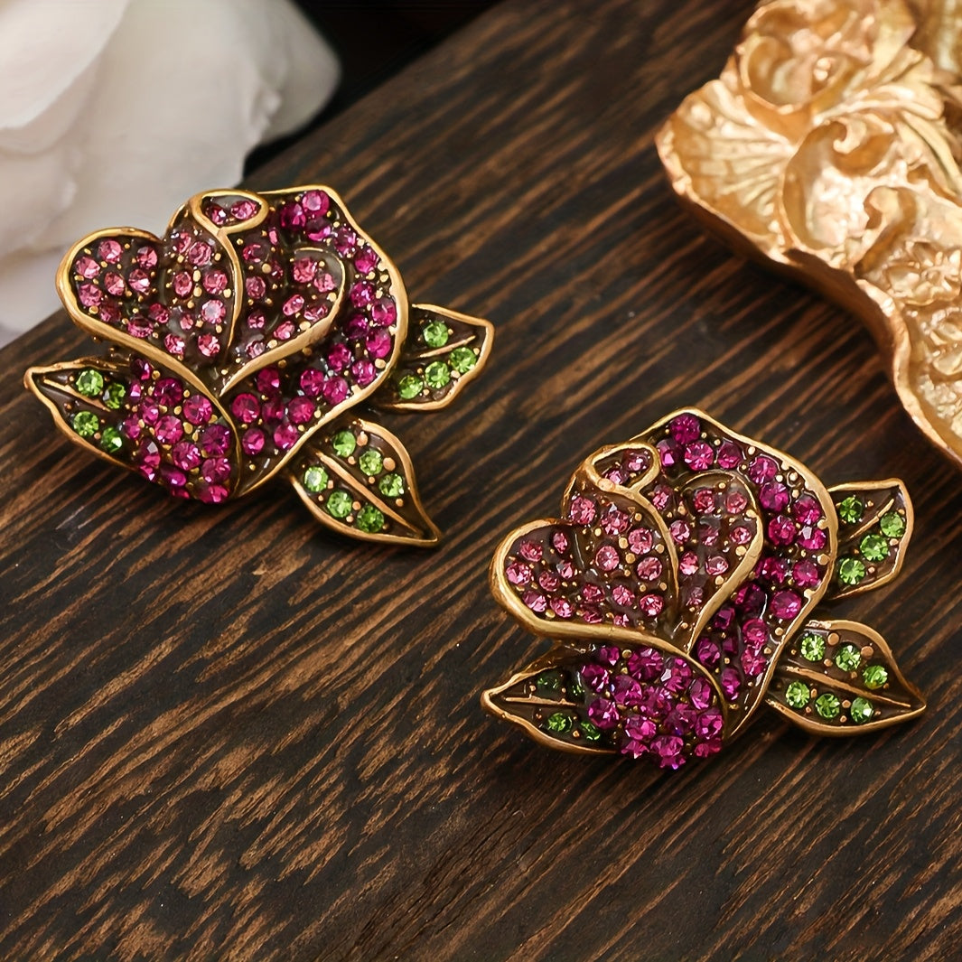Elegant Retro Rose Stud Earrings