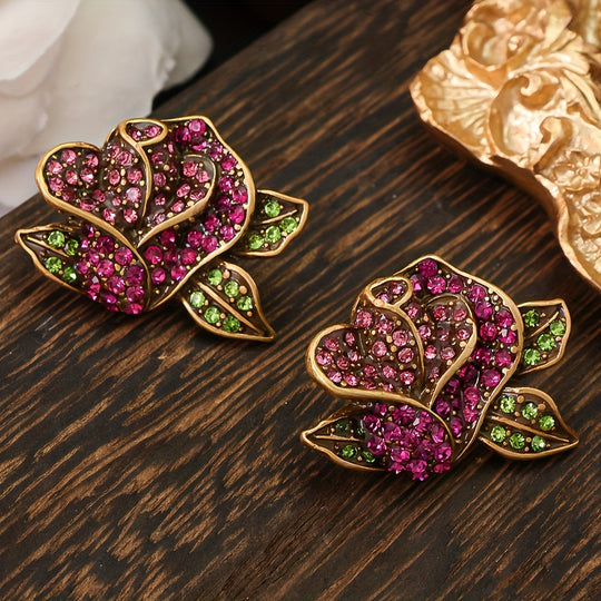 Elegant Retro Rose Stud Earrings