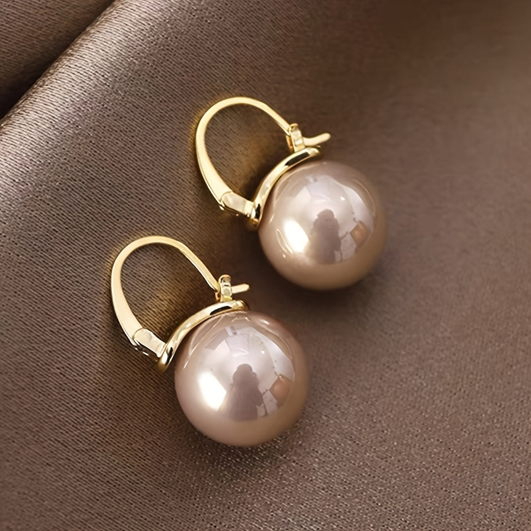 Elegant Faux Pearl Hoop Earrings