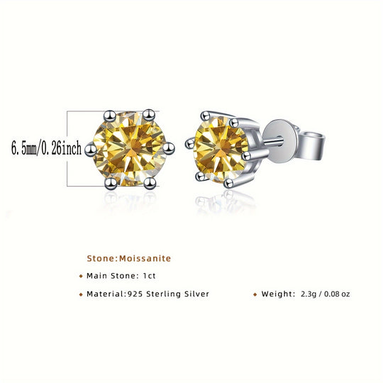 Sparkling Yellow Moissanite Stud Earrings