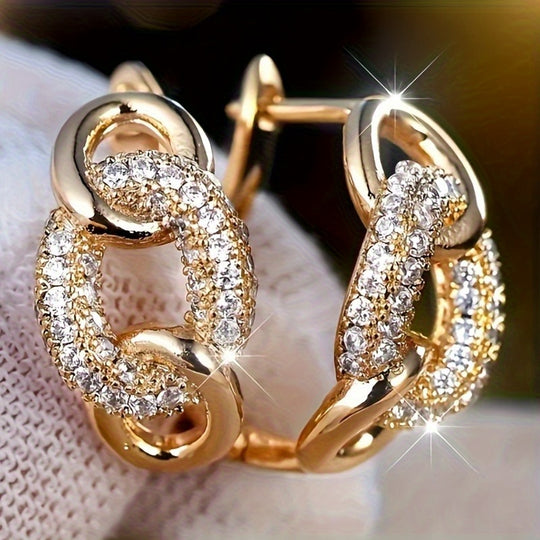 Vintage Golden-Tone Elegant Hoop Earrings