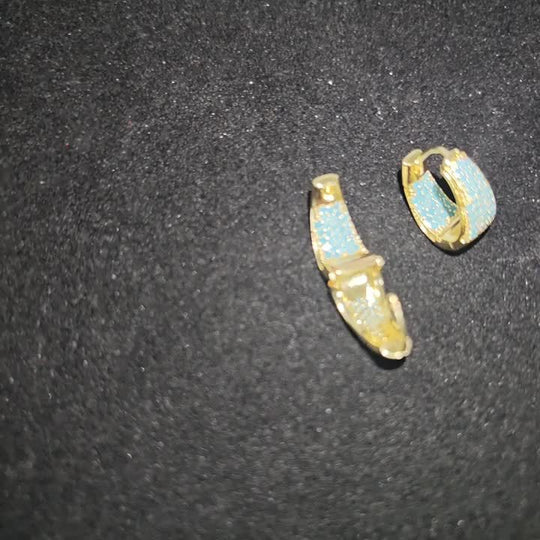 Elegant Turquoise Studded Hoop Earrings