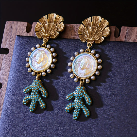 Vintage Shell & Cactus Earrings