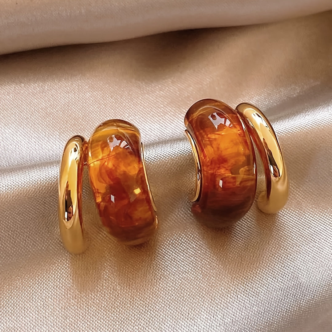 Pair Double-Layered Resin Earrings