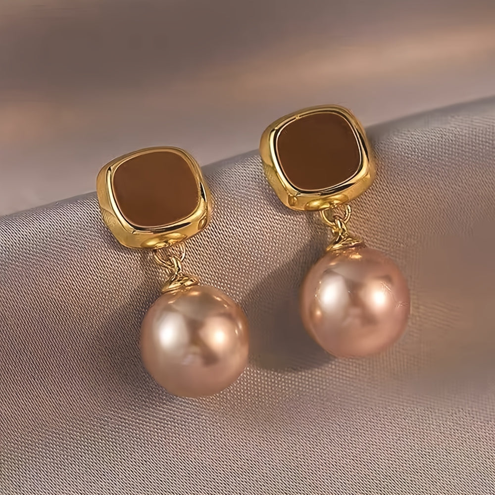 French Champagne Faux Dangle Earrings