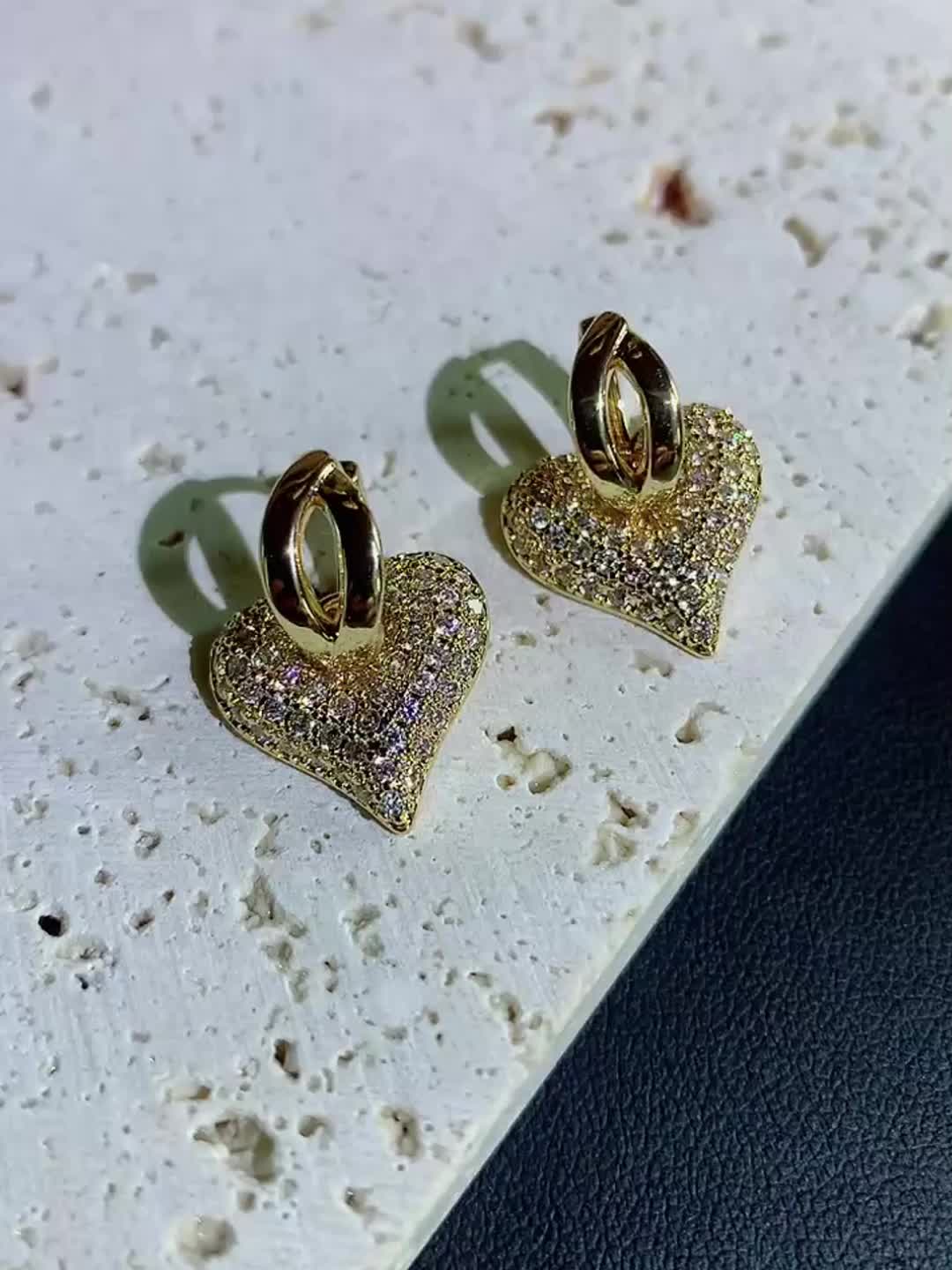 Stylish Heart Zirconia Earrings