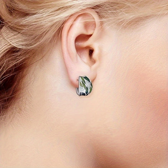 Elegant Boho Copper Zirconia Hoop Earrings