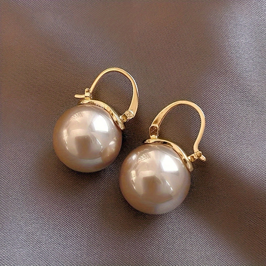 Elegant Faux Pearl Hoop Earrings