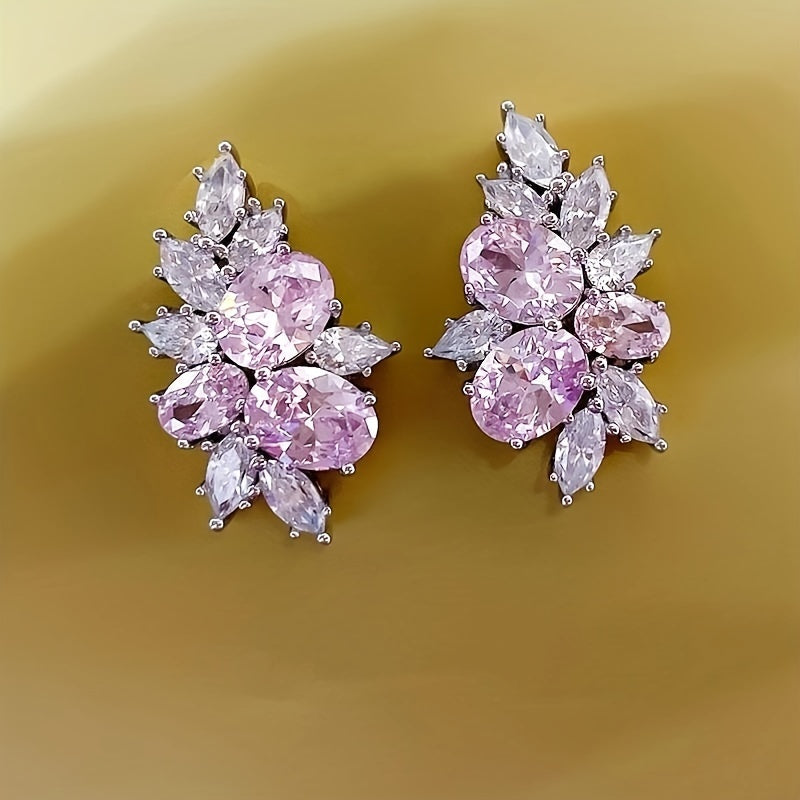 Delicate Elegant Copper Zirconia Earrings