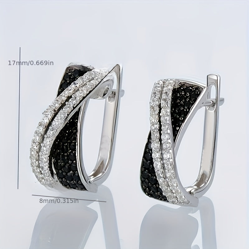 Unique Black and White Zirconia Earrings