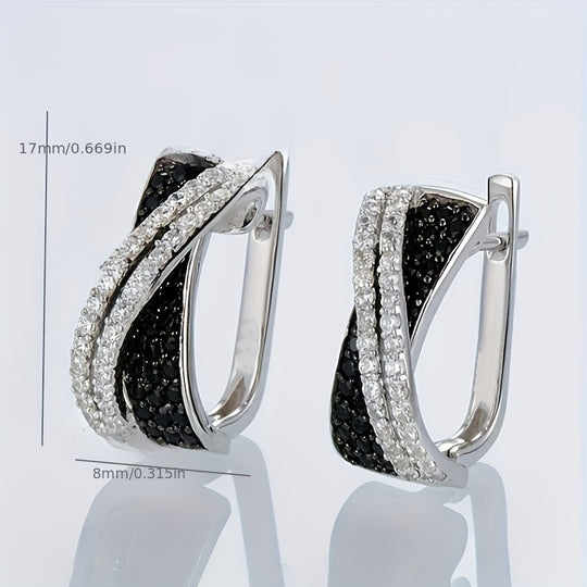 Unique Black and White Zirconia Earrings