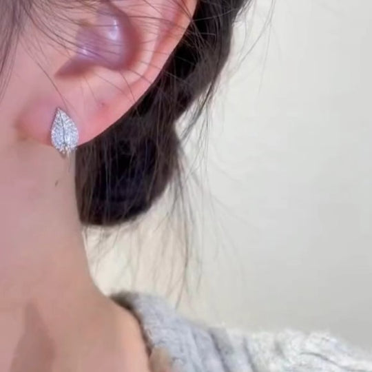 Delicate Leaf Shaped Zirconia Earrings