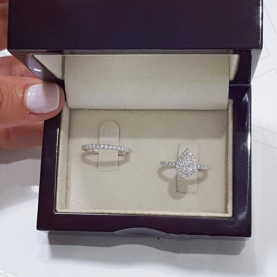 Fashionable Inlaid Water Drop Ring Set