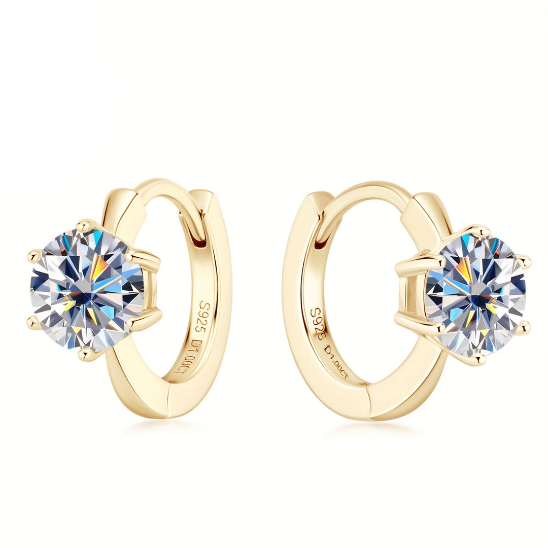 Round Moissanite Silver Earrings