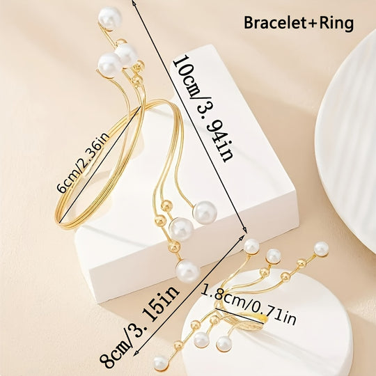 Elegant Golden-Tone Faux Pearl Bracelet