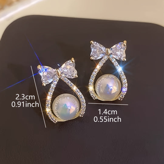 Heart-Shaped Bowknot Stud Earrings