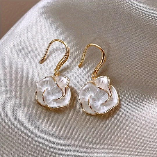 Timeless French Retro Camellia Earrings