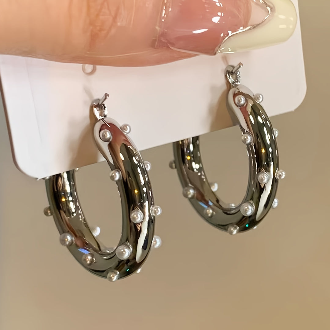 Golden Geometric Circle Party Earrings