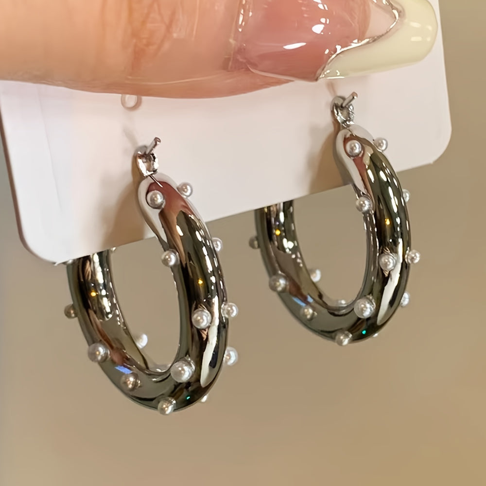 Golden Geometric Circle Party Earrings