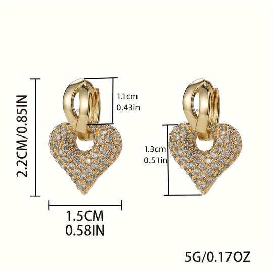 Stylish Heart Zirconia Earrings