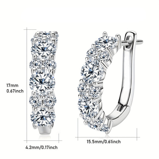 Round Moissanite Silver Earrings