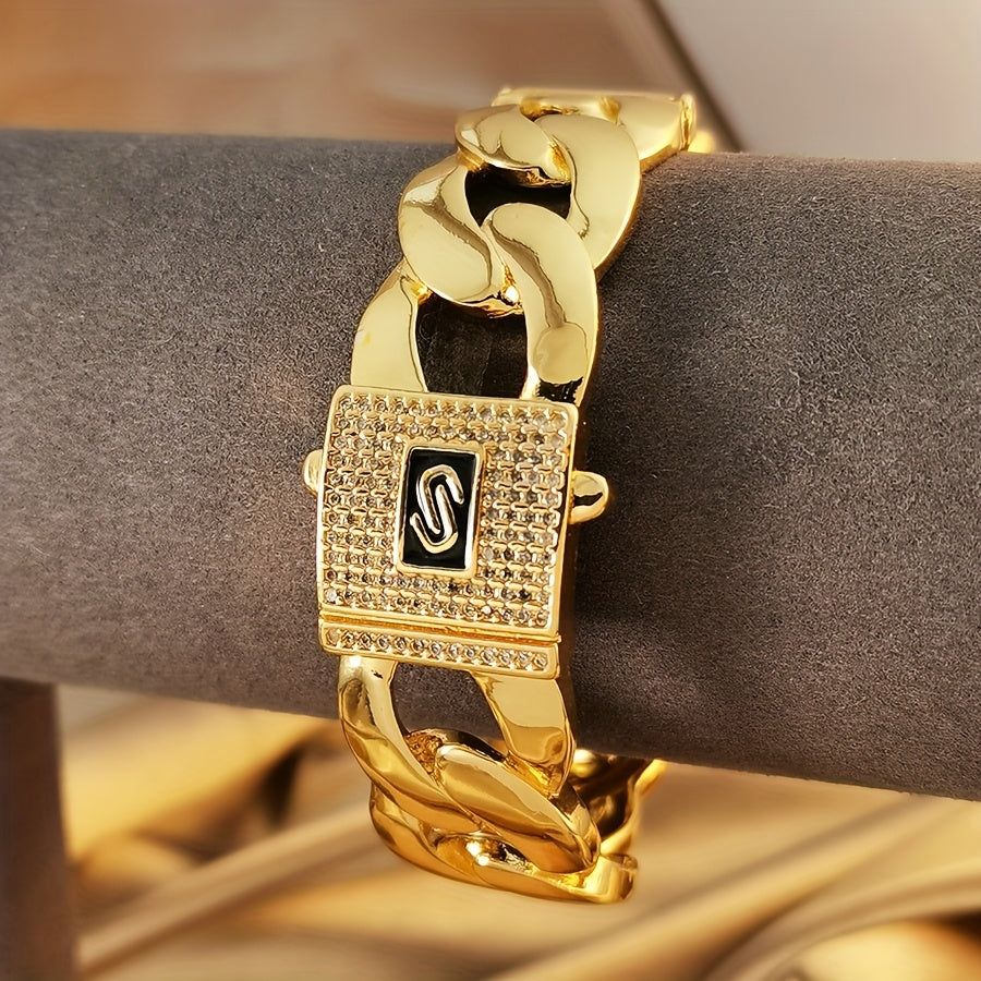 Elegant Golden Wide Braided Bracelet