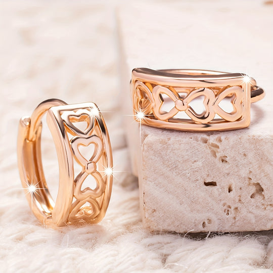 Stylish Rose Gold Heart Circular Earrings