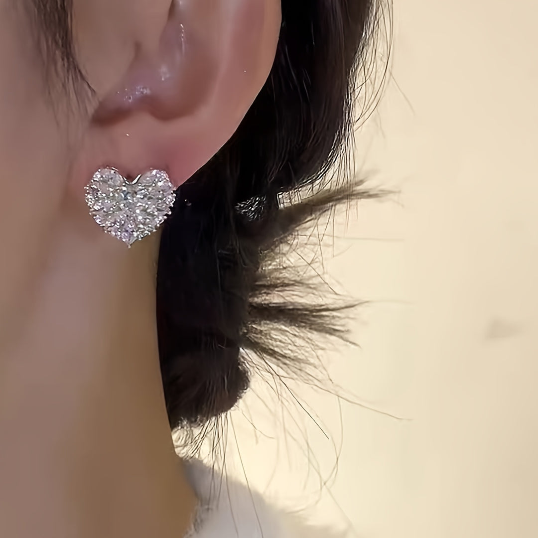 Elegant Heart-Shaped Glass Inlay Earrings
