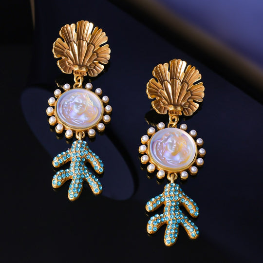Vintage Shell & Cactus Earrings