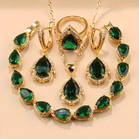 5-Piece Exquisite Teardrop Jewelry Set