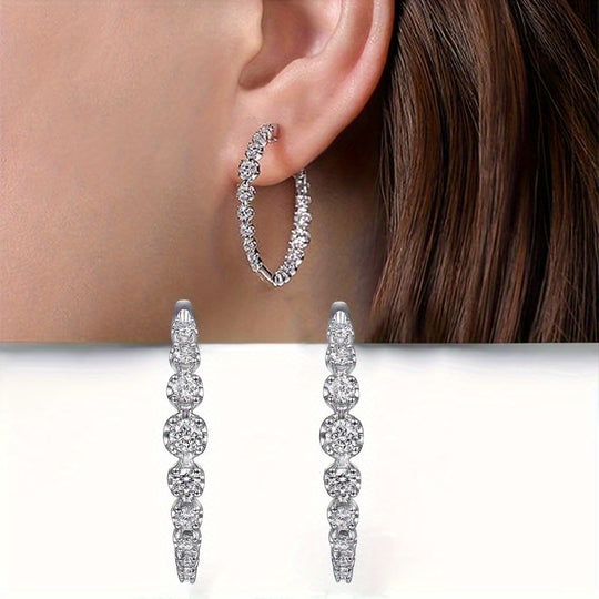 Elegant Round Zirconia Hoop Earrings