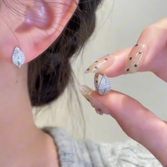 Delicate Leaf Shaped Zirconia Earrings