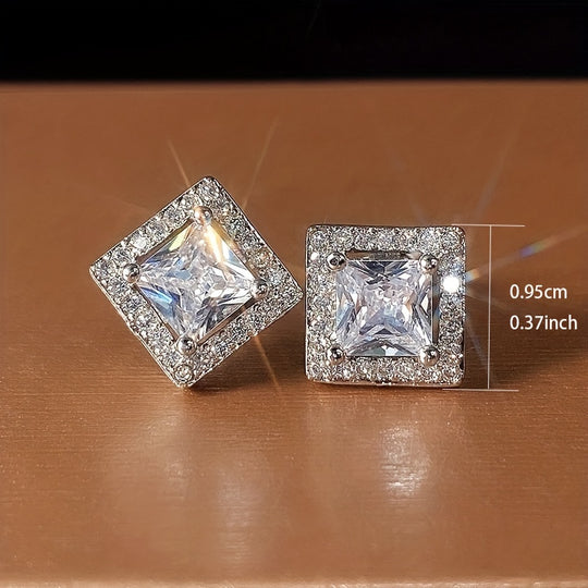 Modern Square Zirconia Stud Earrings