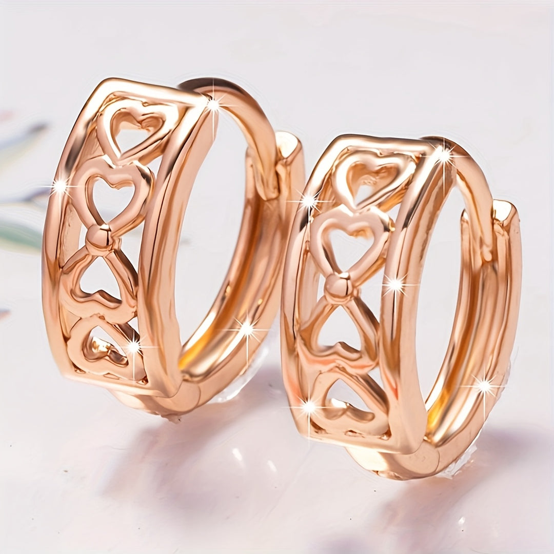 Stylish Rose Gold Heart Circular Earrings