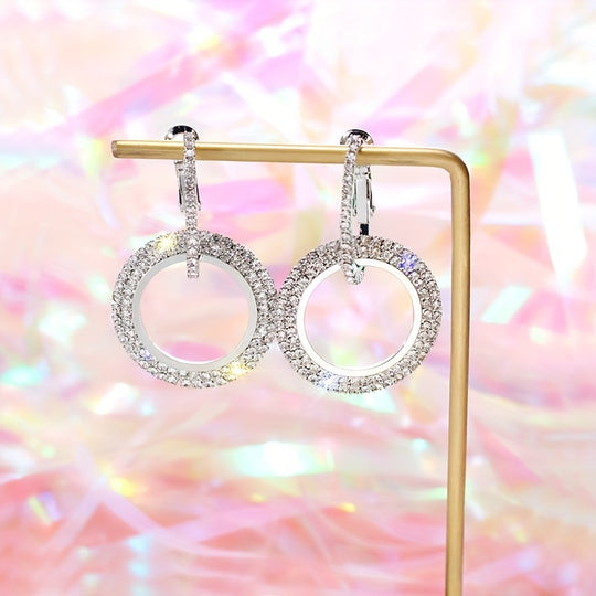 Hollow Circle Pendant Hoop Earrings
