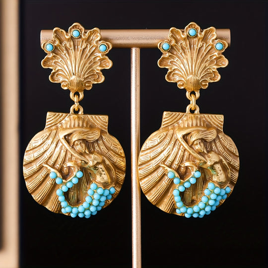 Vintage Mermaid Shell Earrings